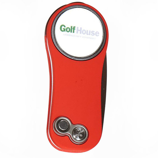 Pitchfix Hybrid 2.0 mit Golf House-Logo rot