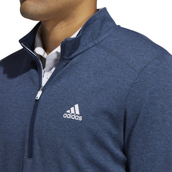 Adidas Three Stripe 1/4 Zip Left Chest Stretch Midlayer blau