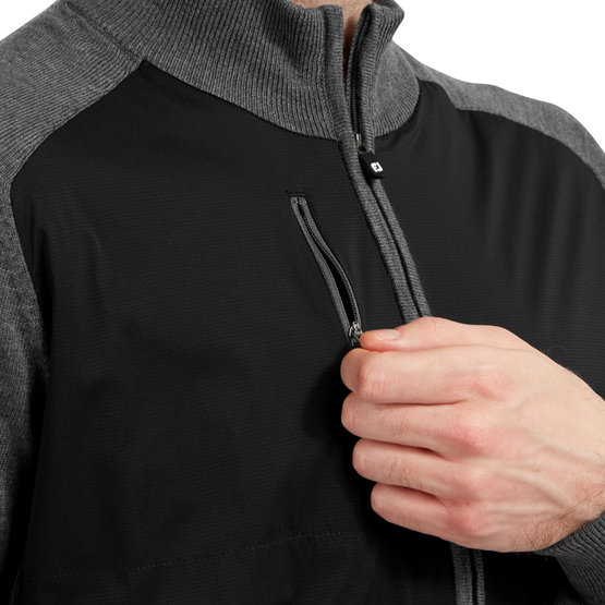 FootJoy Strečová bunda Wool Blend Tech s celorozepínacím zipem černá