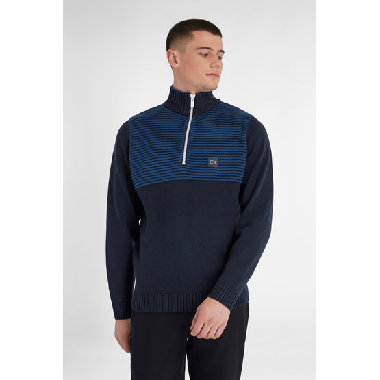 Calvin Klein ANETO 1/4 ZIP SWEATER wind stop knitted in navy buy online -  Golf House