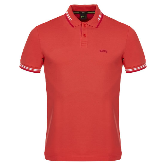 BOSS Paul Curved slim fit half sleeve polo pink
