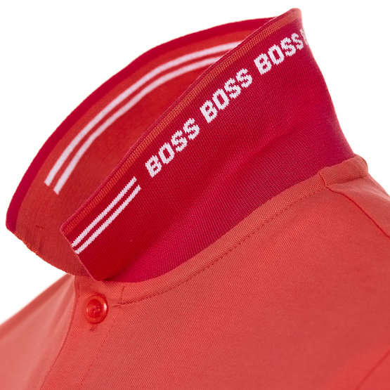 BOSS Paul Curved slim fit half sleeve polo pink