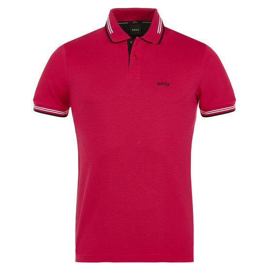 BOSS Paul Curved slim fit half sleeve polo berry