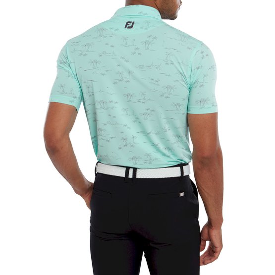 FootJoy  Tropic Golf Print Half Sleeve Polo turquoise