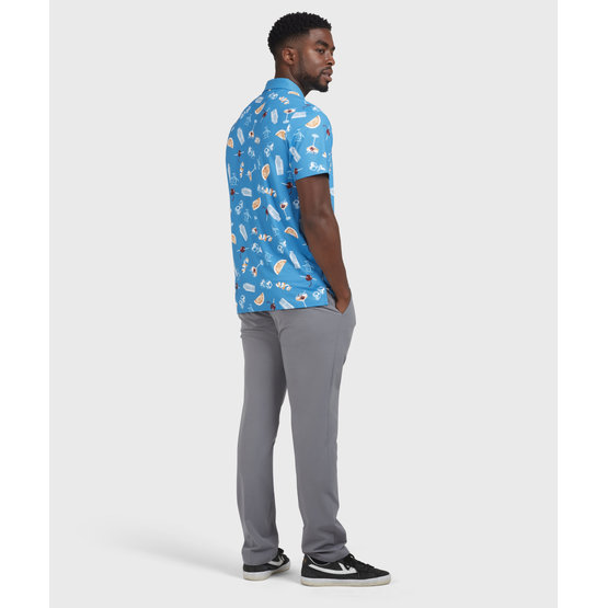Penguin  All Over Oversized Cocktail Print Half Sleeve Polo royal