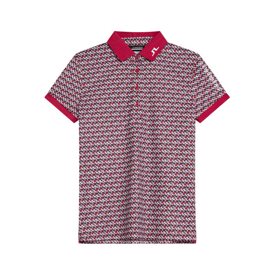 J.Lindeberg Tour Tech Print Half Sleeve Polo in red buy online - Golf House