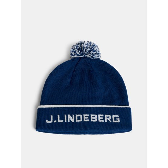 J.Lindeberg Stripe Beanie Mütze blau