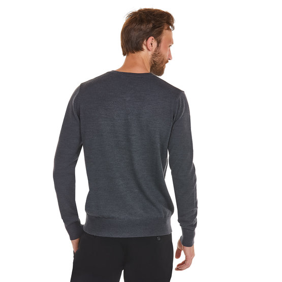 Daniel Springs Basic Knit V Sweater dark gray melange