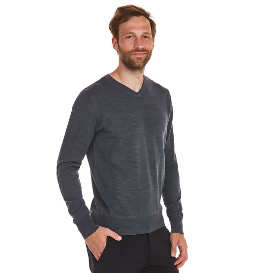 Daniel Springs Základní pletený svetr do V tmavě šedá melanžová