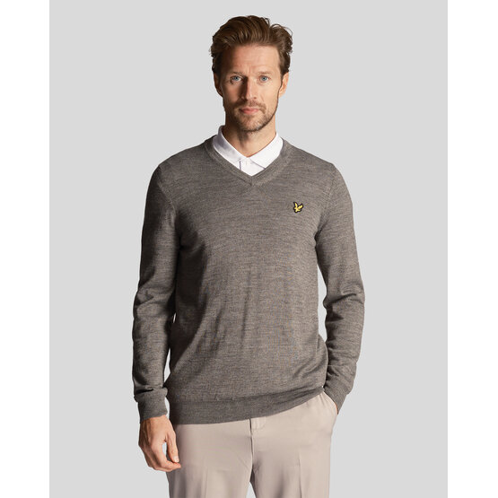 Lyle & Scott  Golf V Neck Sweater Knit gray melange