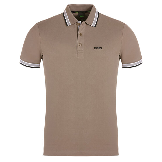 Image of BOSS Paddy half sleeve polo taupe