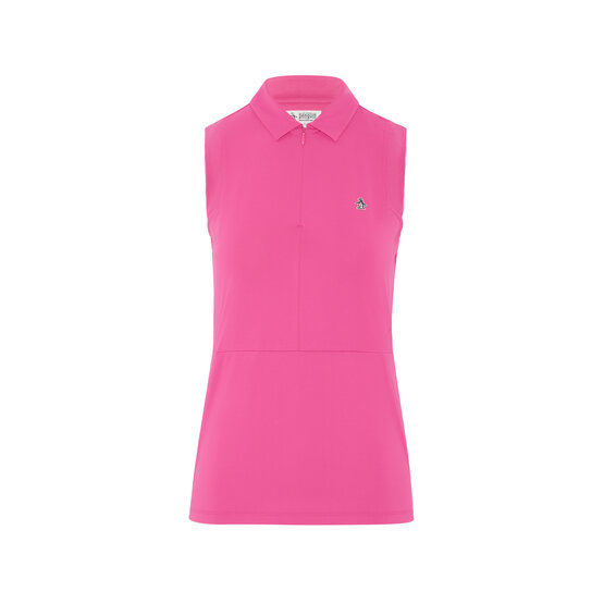 Image of Penguin Zip Mesh Blocking Without Arm Polo pink
