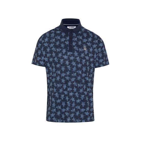 Penguin  All Over Floral Pete Print Half Sleeve Polo navy