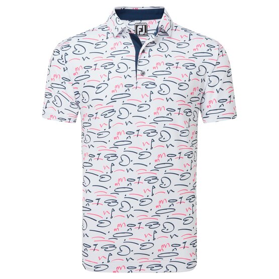 Image of FootJoy Golf Course Doodle Half Sleeve Polo white