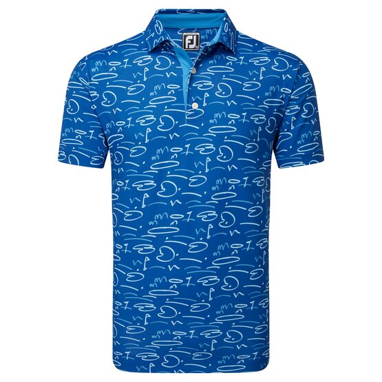 FootJoy  Golf Course Doodle Half Sleeve Polo blue