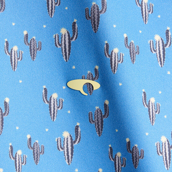 Daniel Springs  Cactus print functional half sleeve polo light blue