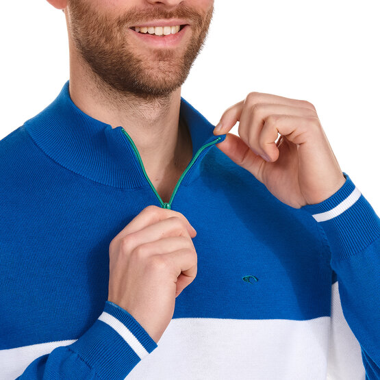 Daniel Springs  Contrast stripe troyer knit blue