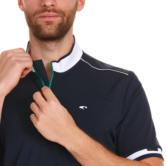 Daniel Springs  Zip stand-up collar half-sleeve polo navy