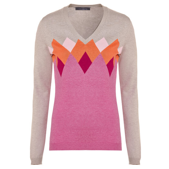Valiente  Diamond jacquard sweater knit pink