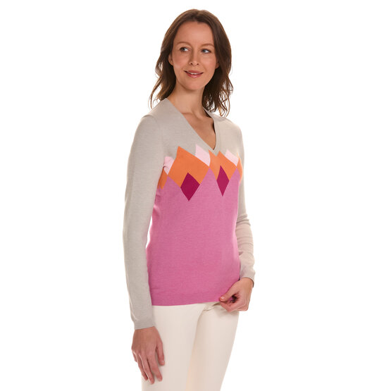 Valiente  Diamond jacquard sweater knit pink