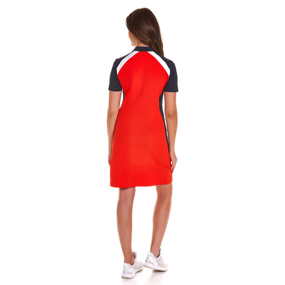 Valiente  Pique stand-up collar half-sleeve dress red