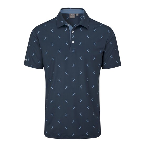 Ping Gold Putter Printed Halbarm Polo navy