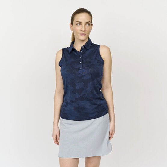 Backtee  Ladies Camou Top Sleeveless Polo navy