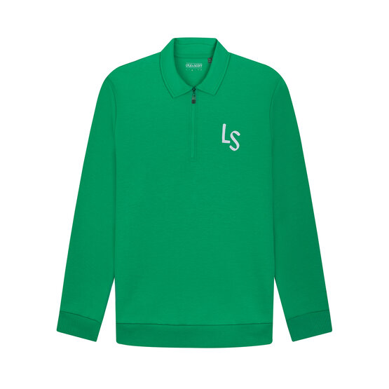 Lyle & Scott  LS Logo svetr na zip  1/4  střední vrstva zelená