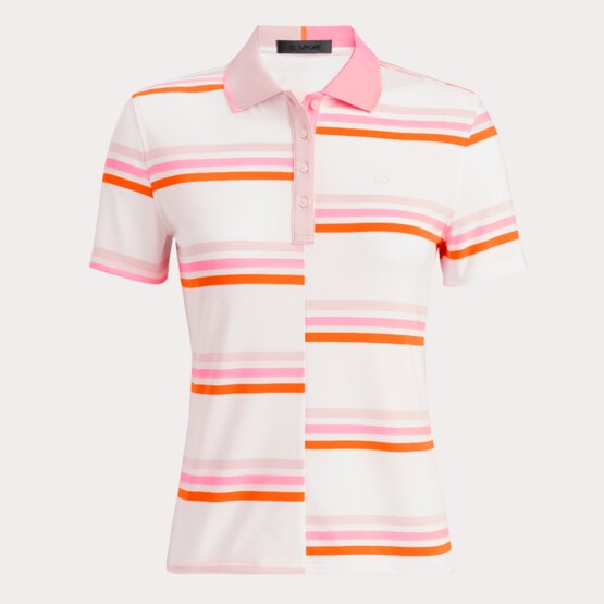 Image of G/Fore OFFSET GRADIENT STRIPE RIB COLLAR TECH JERSEY Halbarm Polo rosa