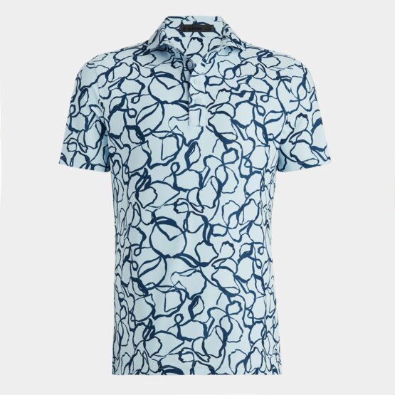 G/Fore  SCRIBBLE FLORAL TECH PIQUÉ half-sleeved polo turquoise