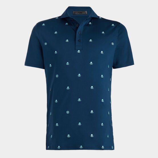 G Fore EMBROIDERED TECH JERSEY Halbarm Polo blau